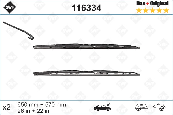 Set stergatoare parbriz SWF 116334 650mm+570mm