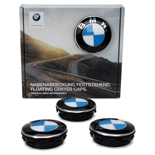 Set embleme fixe janta aliaj - Original BMW (BMW floating centre caps) 65mm - Chrome Ring