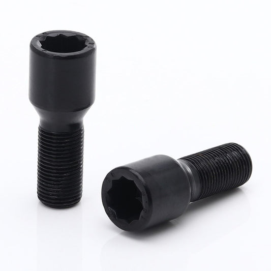 Set 20 Prezoane Scurte Negre tip Stea M12x1,5 + Cheie