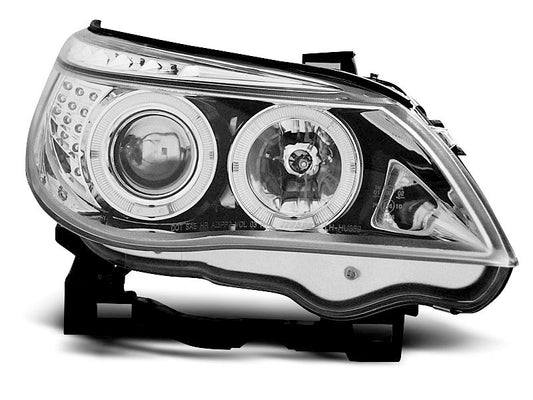 Faruri compatibile BMW E60/61 Angel Eyes LED Chrome