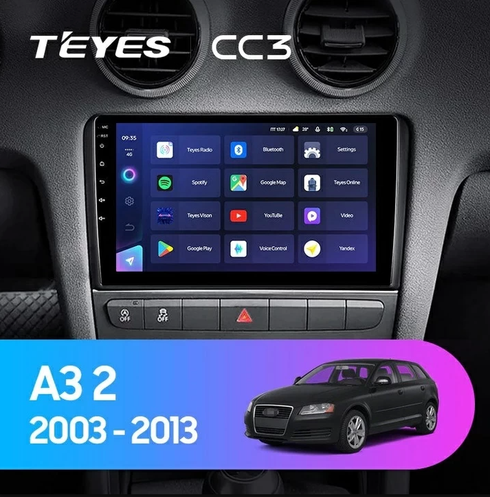 Navigatie Auto Teyes CC3 2K Audi A3 8P 2004-2013 6+128GB 9.5