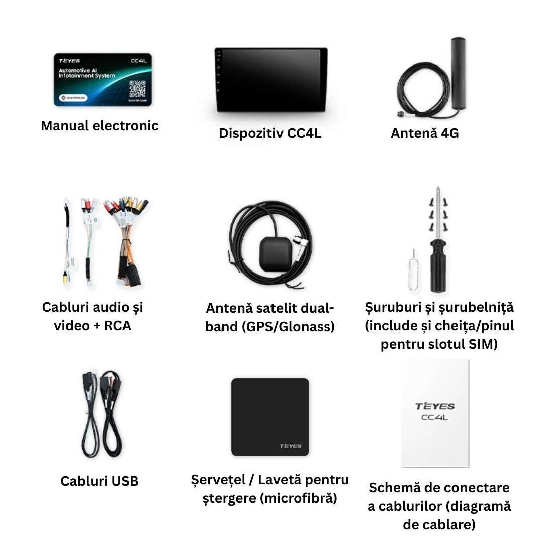 Navigatie Auto Teyes CC4L, 2-DIN, Interfata 3D, VW Skoda Platforma PQ, 4GB RAM, 64GB, 9 inch, IPS, Touchscreen, CarPlay Wireless, Android Auto, Bluetooth 5.1, Negru