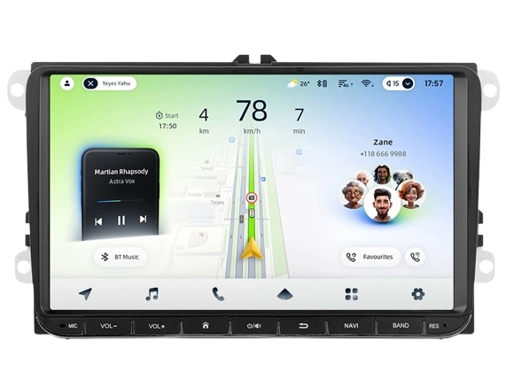 Navigatie Auto Teyes CC4L, 2-DIN, Interfata 3D, VW Skoda Platforma PQ, 4GB RAM, 64GB, 9 inch, IPS, Touchscreen, CarPlay Wireless, Android Auto, Bluetooth 5.1, Negru