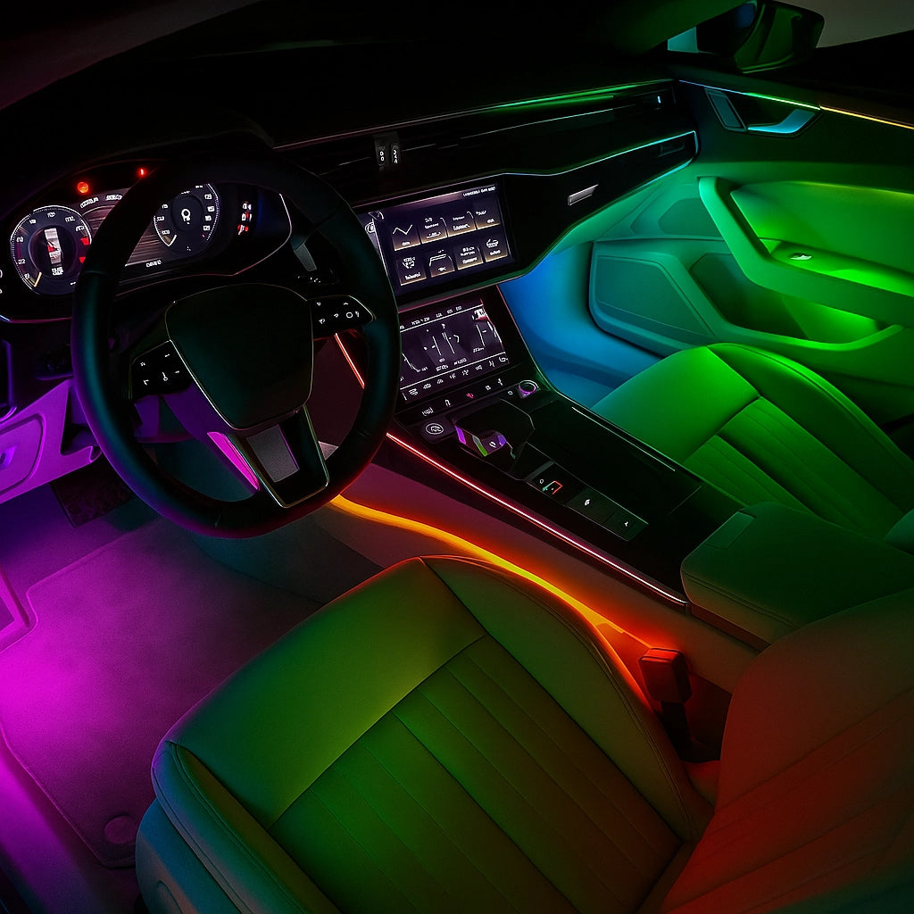 Lumini ambientale universale, RGB Acrilice 18 in 1 Dinamice cu efect symphony, Control din Aplicatie Bluetooth / Buton